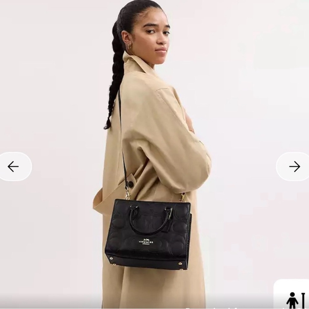 Coach Maggie Small Chalk/Taupe Signature Embossed Leather Tote - Picture 4 of 10
